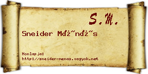Sneider Ménás névjegykártya